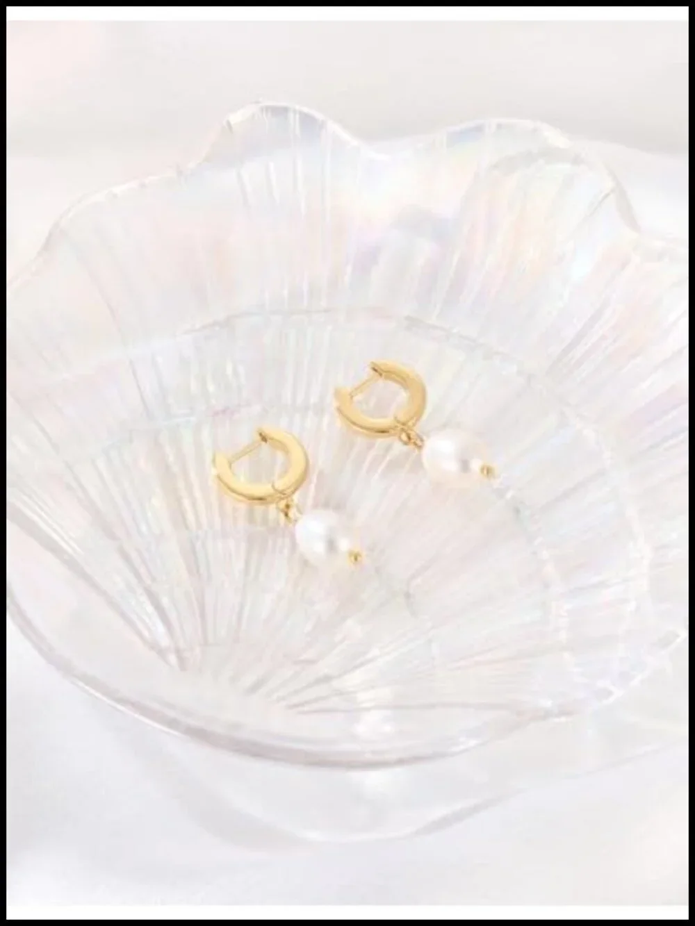 14K Gold Plated Pearl Drop Earrings for Women, Huggie Hoop Dangle Jewelry Gift